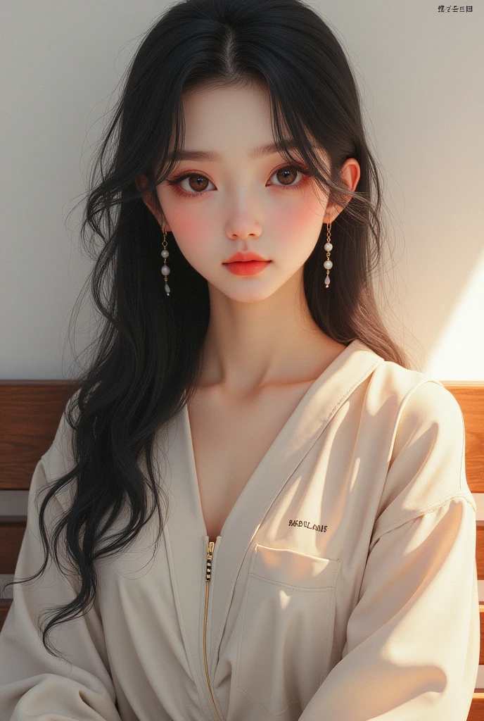 A beautiful girl whose name is HUARAIN written on her clothes or a handsome boy whose name is HIMANSHU written on his clothes. or both of them are looking towards the front or are sitting on the bench.