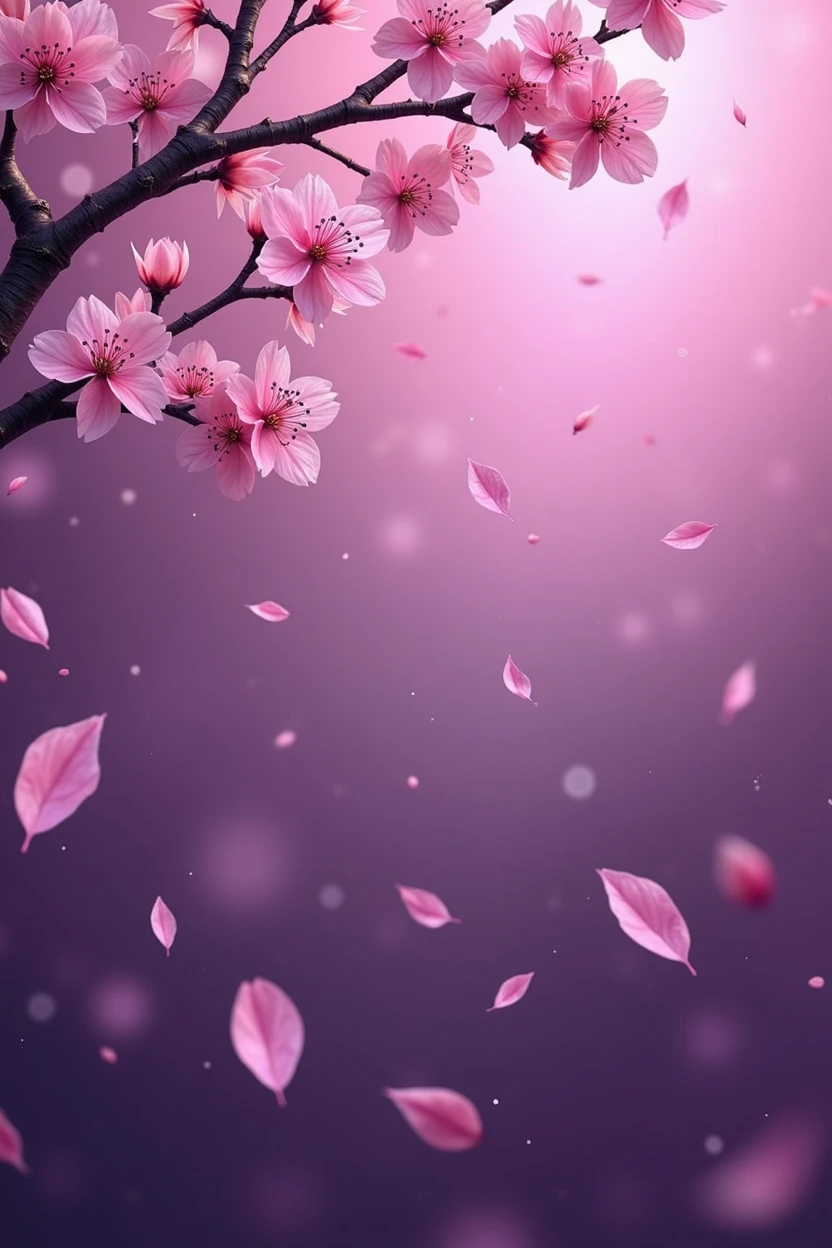 I need a purple background, with sakura petals and that are highlighted in black.