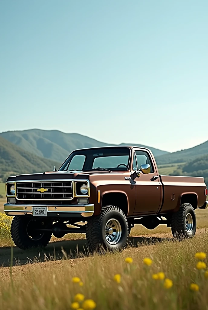 Chevrolet Silverado Platform Truck year 1973 with dark brown color