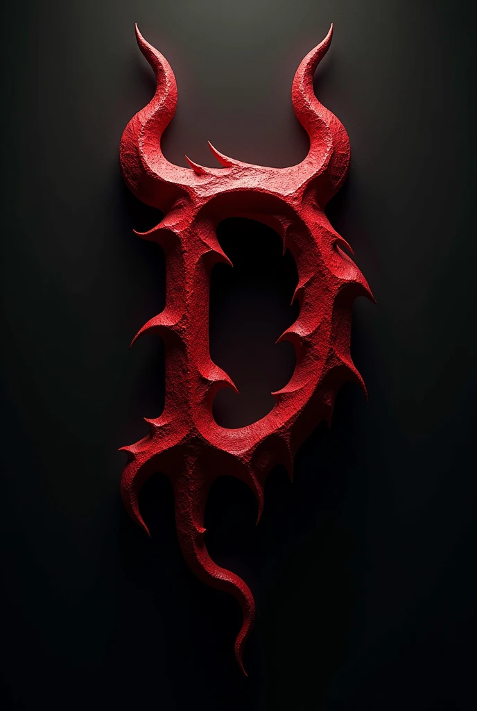 A evil logotipe of a red letter D with demons horns and demon tail