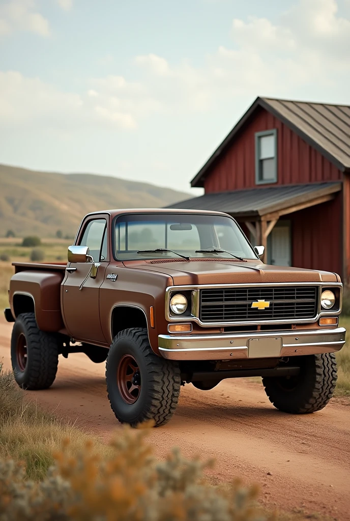 Chevrolet Silverado Platform Truck year 1973 with dark brown color