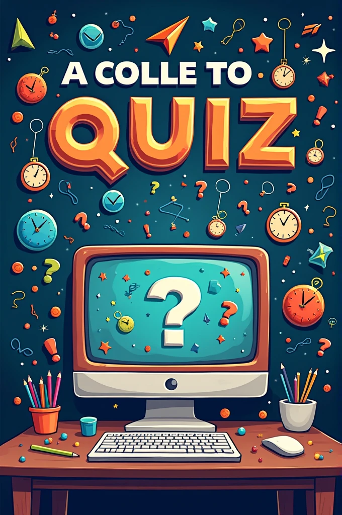 Design a poster for quiz which is a for a college event with elements of computer, alphabets, riddles, , numbers, etc 