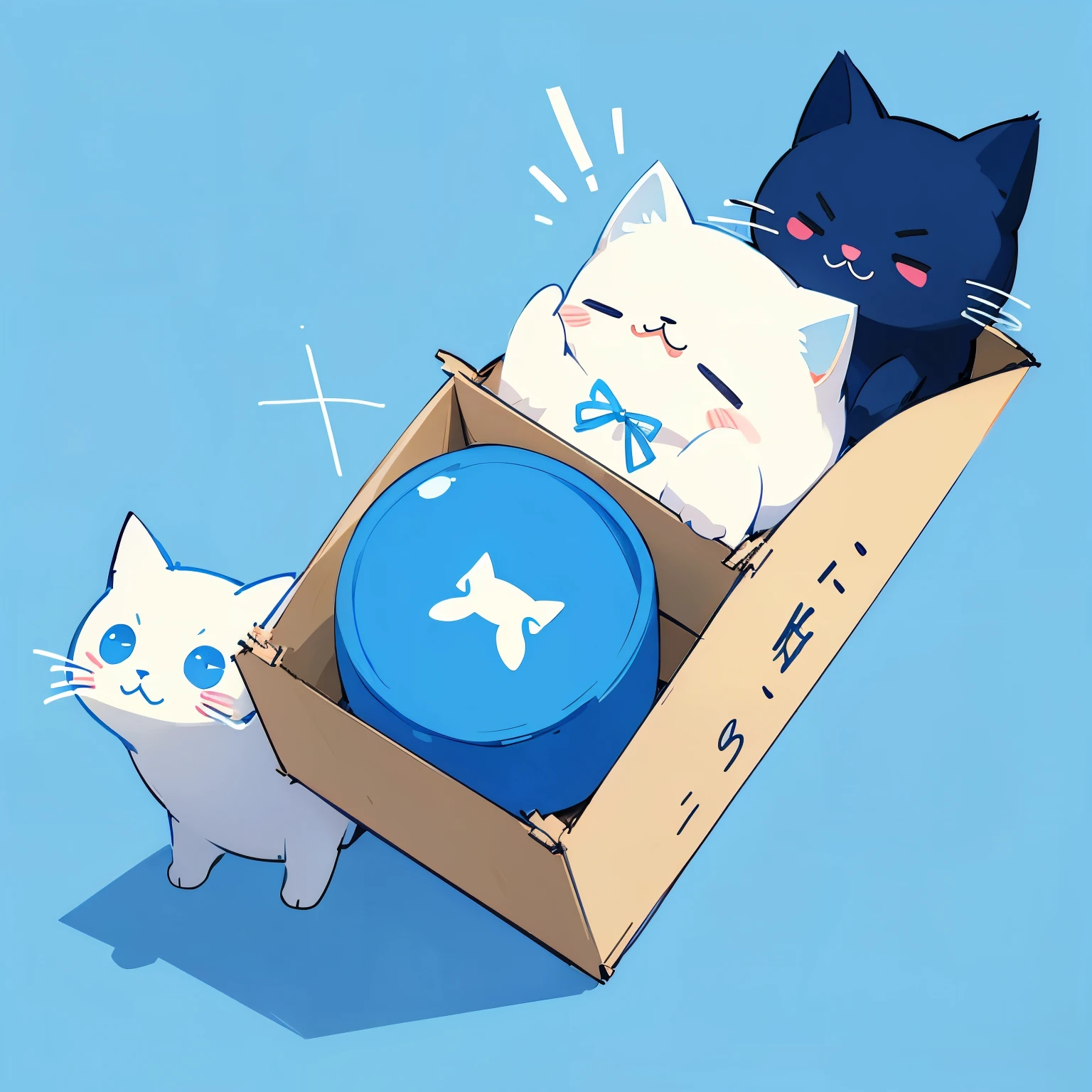 cute、Cat、Note、Create an icon with a blue theme 