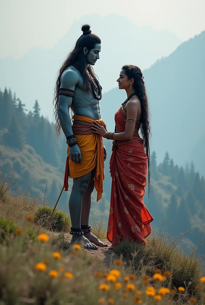 Shiva with parwati devi on hills