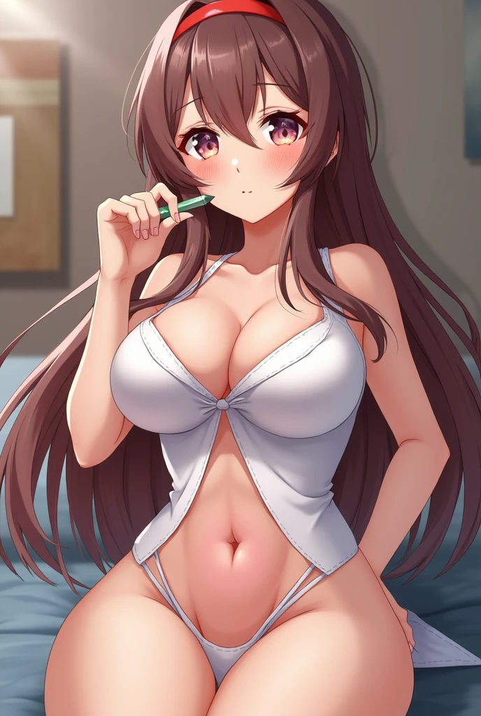 Anime girl inserting a dildo into her vagina
