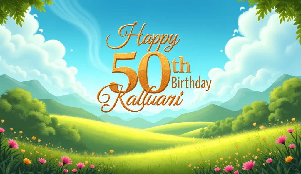 Landscape Mode Happy 50th Birthday Kalyani in text