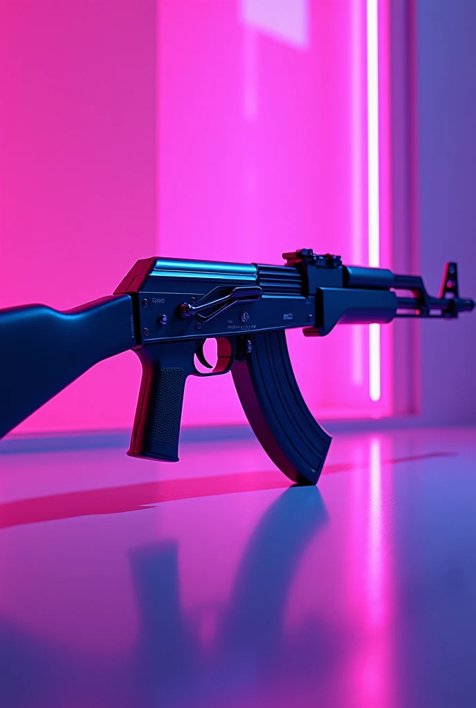 Ak-47 with violet background  in animatrix style