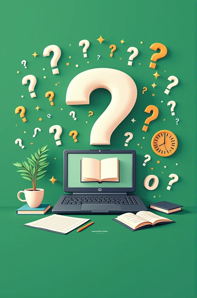 Design a classy poster of green color for quiz which is a for a college event with elements of computer, alphabets, riddles, , numbers, etc
