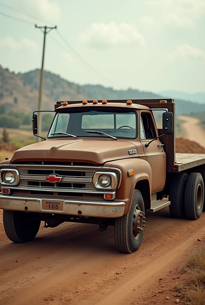 Chevrolet Silverado Flatbed Truck year 1973 with medium dark brown color 