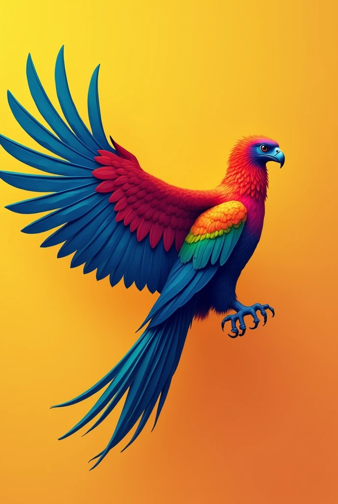 A condor with bright colors without details and a bright but flat background