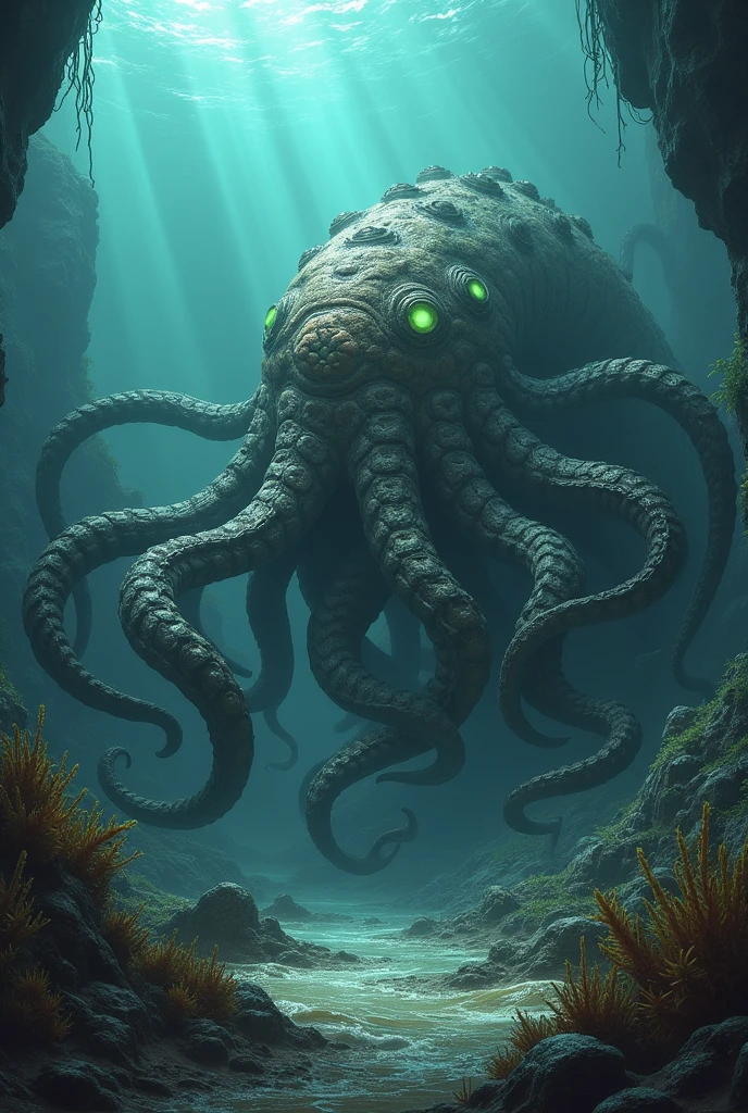 kraken on the seabed for a flyer