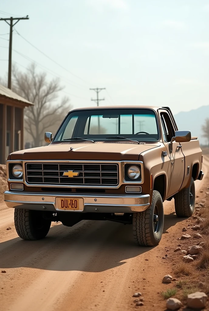 Chevrolet Silverado Flatbed Truck year 1973 with medium dark brown color