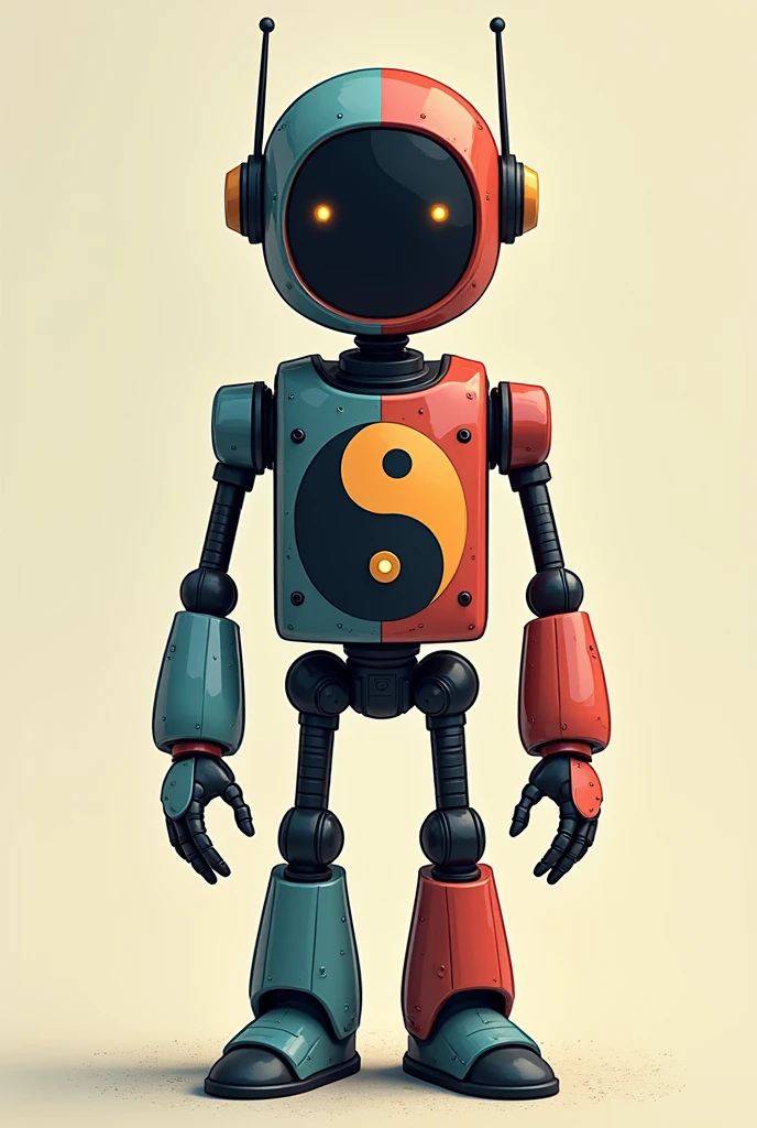 create a yin yang image with robot body in cartoon


