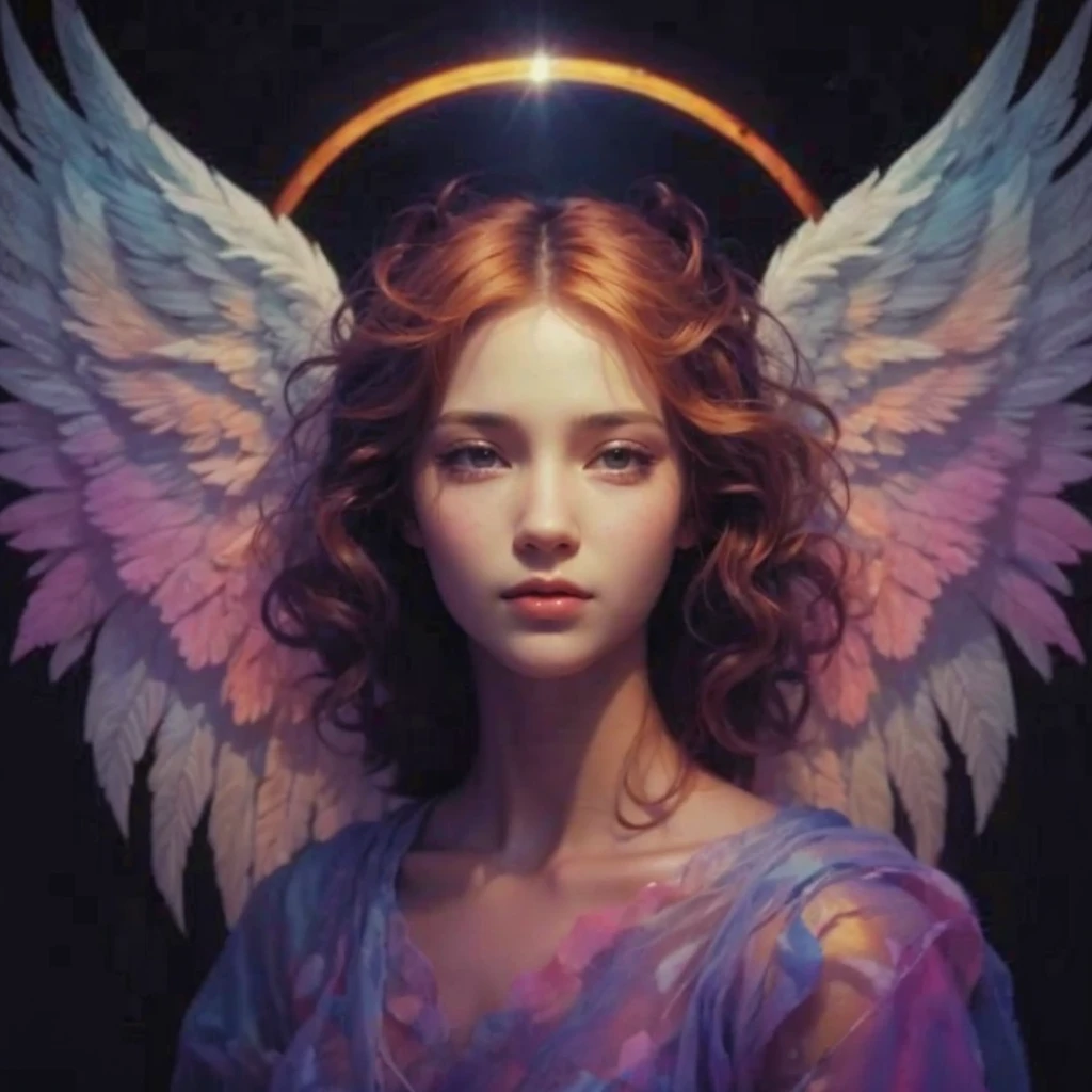 Girl with wings behind her back