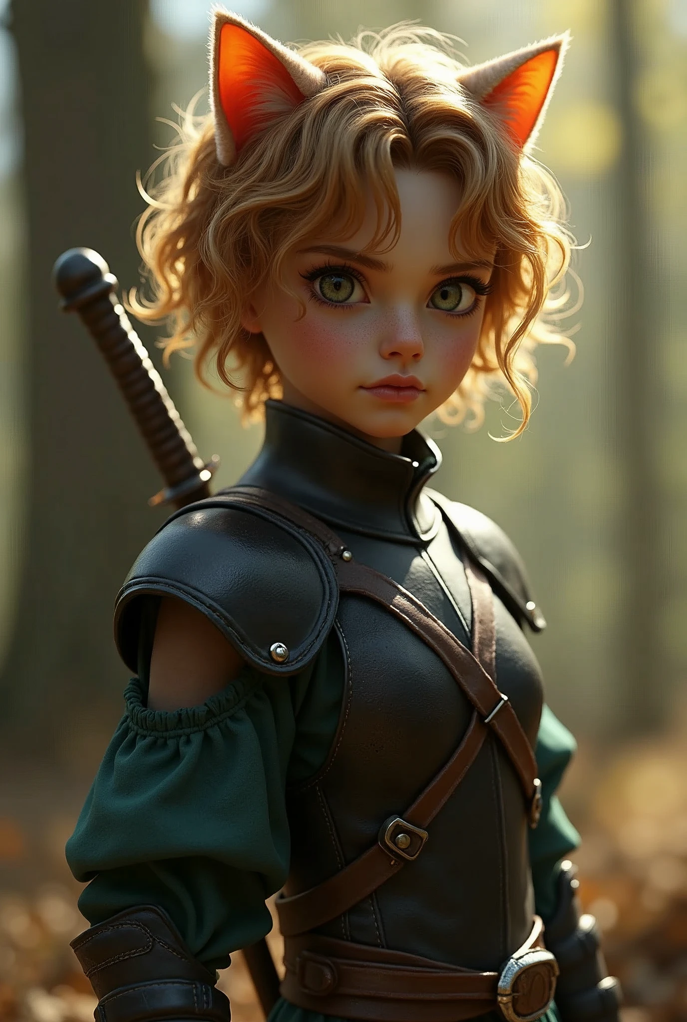 8k,写真を撮るsmall breasts cat girl, small breasts cat girl, Her light brown hair and short curly hair are Charm., Fantasy art, little cat girl, Vojtek Fas,Very small and black breastplate, Chiquita, Trending on cgstation,In the woods,Stern expression,Light brown permed short hair,Charm,Ultra-high resolution,Realistic Skin,has cat eyes,Rich colors, Backlight, Cinema Lighting, Film Grain, 50mm lens, Nikon D850,Ultra-high resolution,Ultra-realistic,Compensate,Super sexy,Very violently、Strong Abs,Big eyes,whole body muscular,concentrate,Strengthen all body muscles,Dynamic pose,と黒のVery small breastsの胸鎧,黒のbattleズボン,Very small breasts,Holds a short sword,anger,battle,