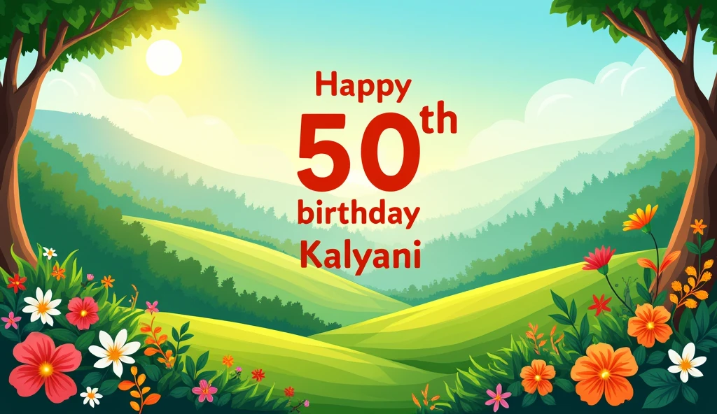Landscape mode happy 50th birthday kalyani in text