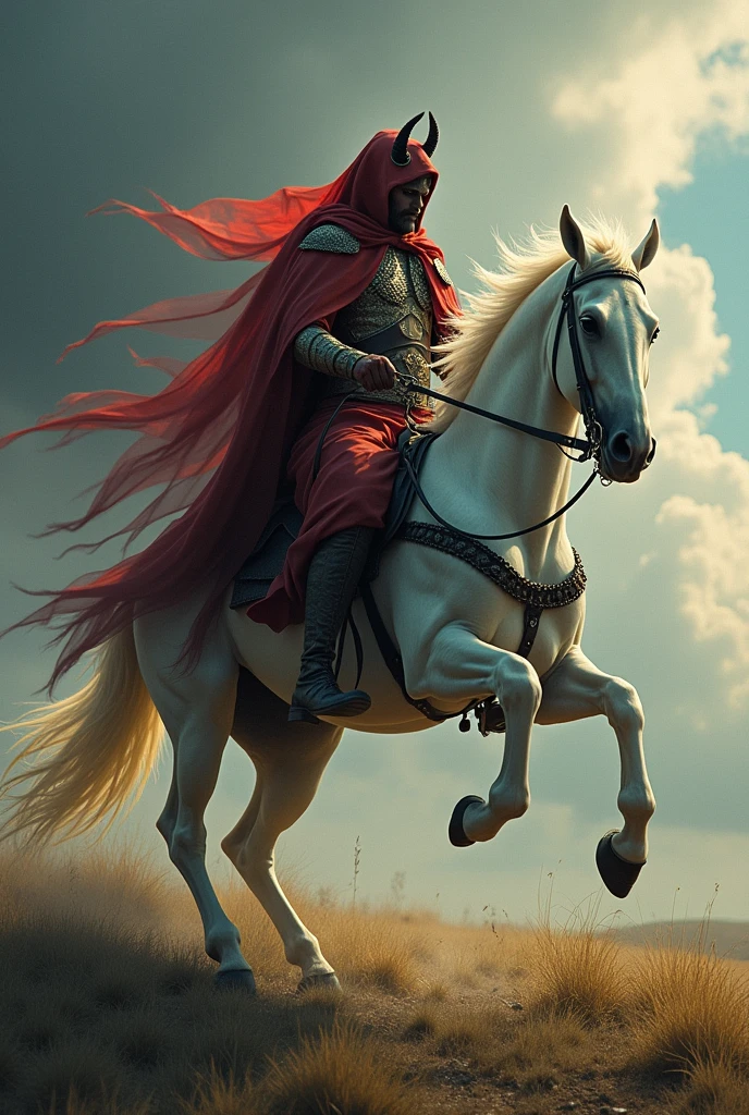 create the horseman of the apocalypse who represents the plague, riding a white horse