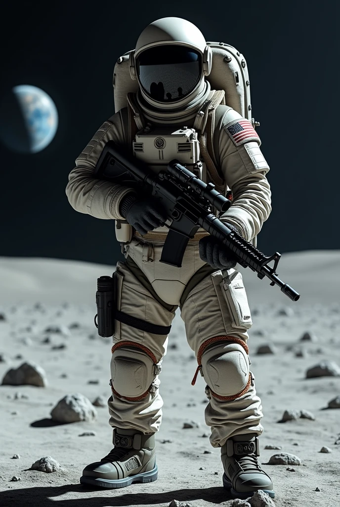 Man with m4 gun on the moon