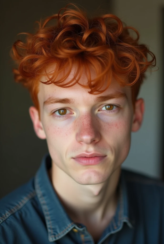 a young man with red hair and hazel eyes