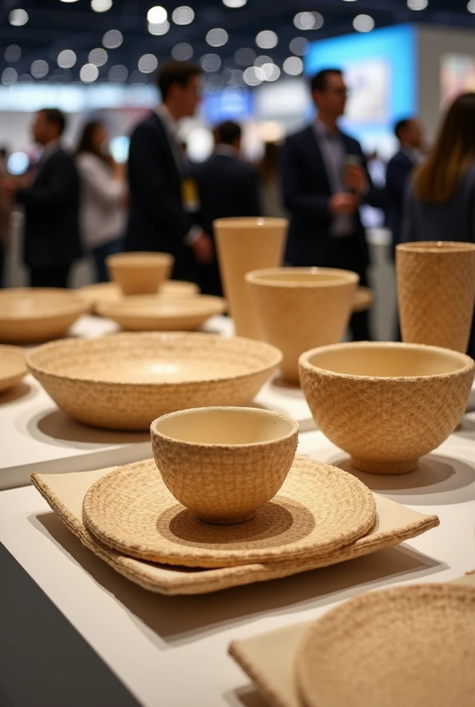 Rice straw tableware in participation in trade shows.