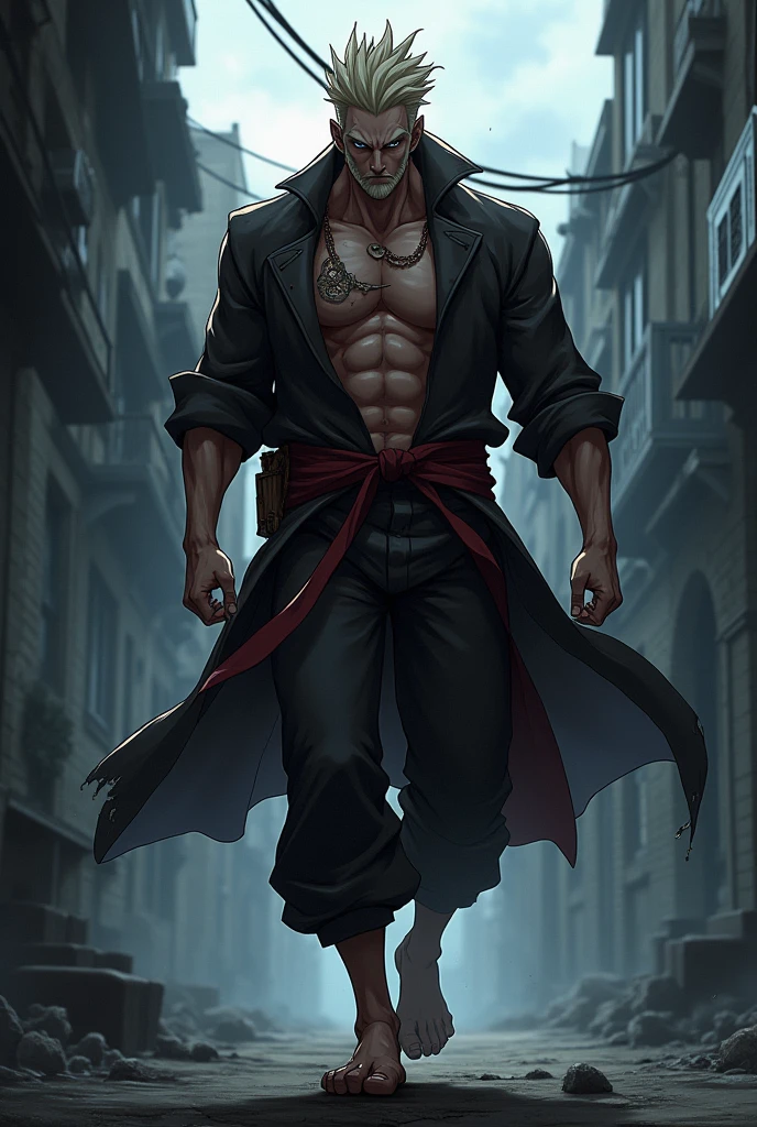 (anime) image of the character called Garou from the anime: "One punch Man", walking