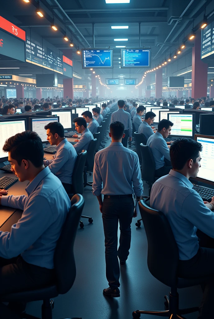 People busy in stock market in Bull