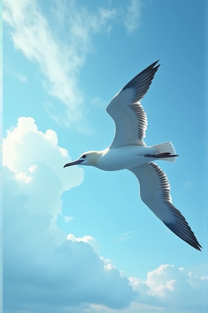 Single albatross flying in sky