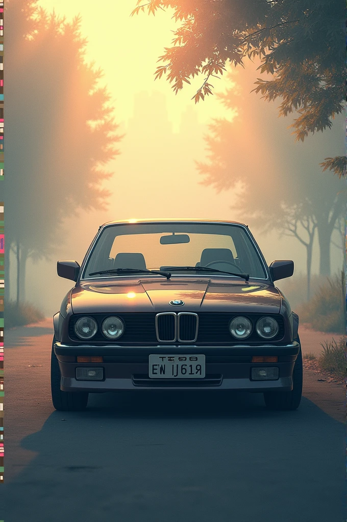 Viral anime wallpaper in 4 k quality, in the style of photography with a 35 mm lens inspired by Isao Takahata, capturing a BMW e60 vintage with a soft gradient and nostalgic color stylize 1000