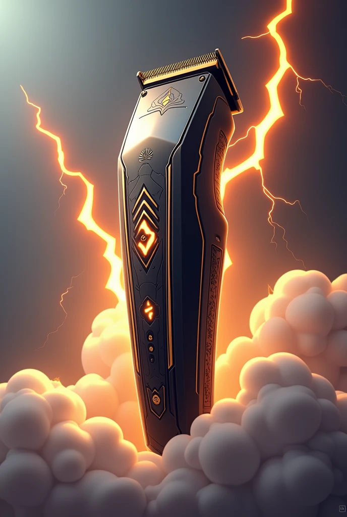 Olympus themed hair clipper with a simple design including lightning bolts and it is in an animation style 
