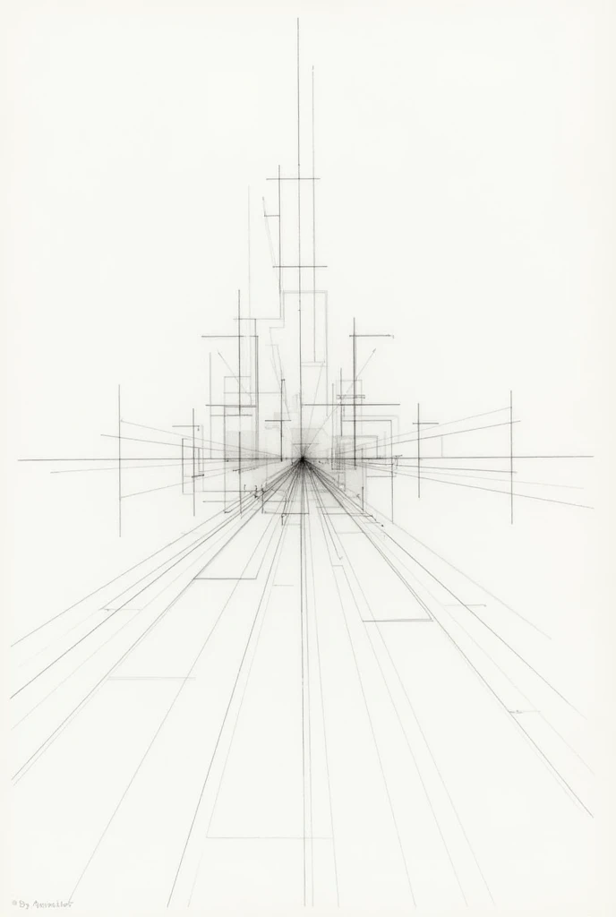 Pencil drawings Urban landscapes without much detail with parallel perspective but painted with pencil