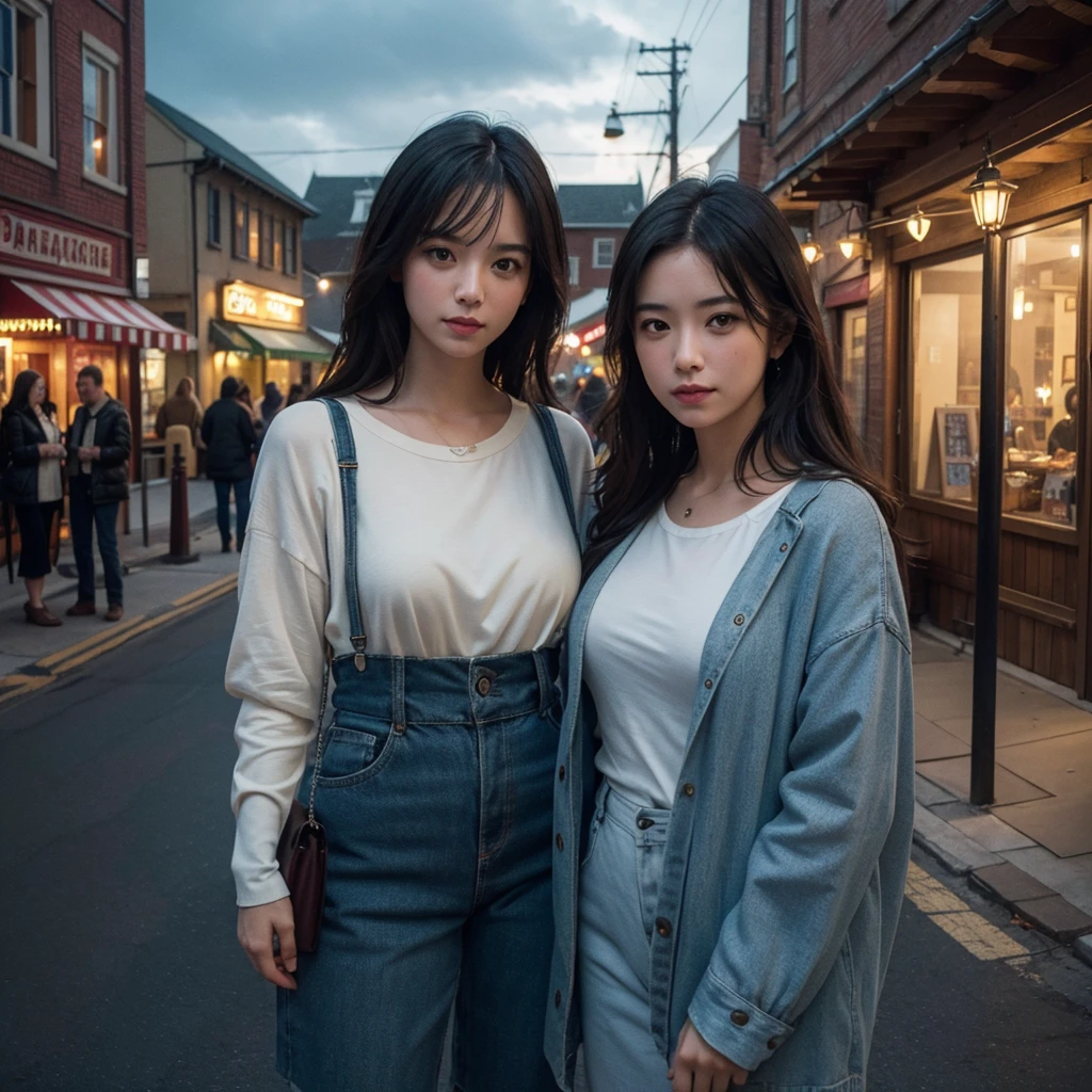 a cozy small town in rural america, vintage buildings, shops, counters, winding road, parked cars, street lamps, overcast sky, warm lighting, detailed architecture, charming atmosphere, muted colors, photorealistic, cinematic, (best quality,4k,8k,highres,masterpiece:1.2),ultra-detailed,(realistic,photorealistic,photo-realistic:1.37),HDR,UHD,studio lighting,ultra-fine painting,sharp focus,physically-based rendering,extreme detail description,professional,vivid colors,bokeh