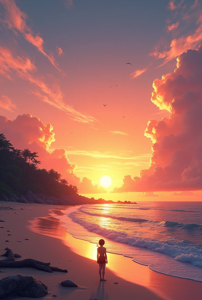 Beach view with sunset