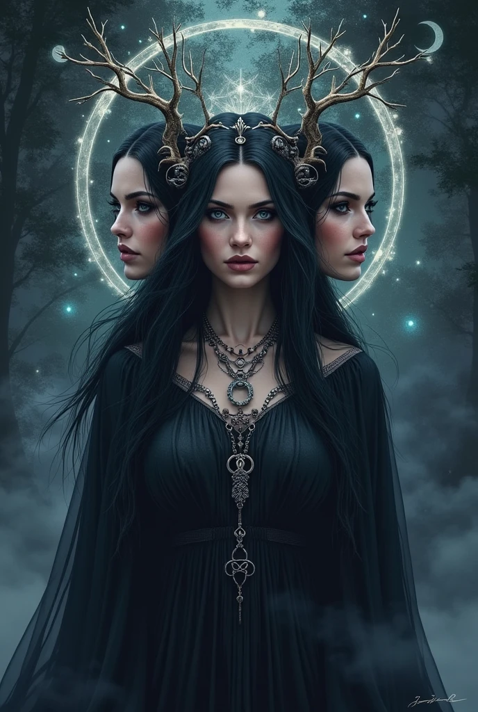Goddess Hecate, com as tres faces, The young woman, when is it over?. I want an image as a base for a tattoo