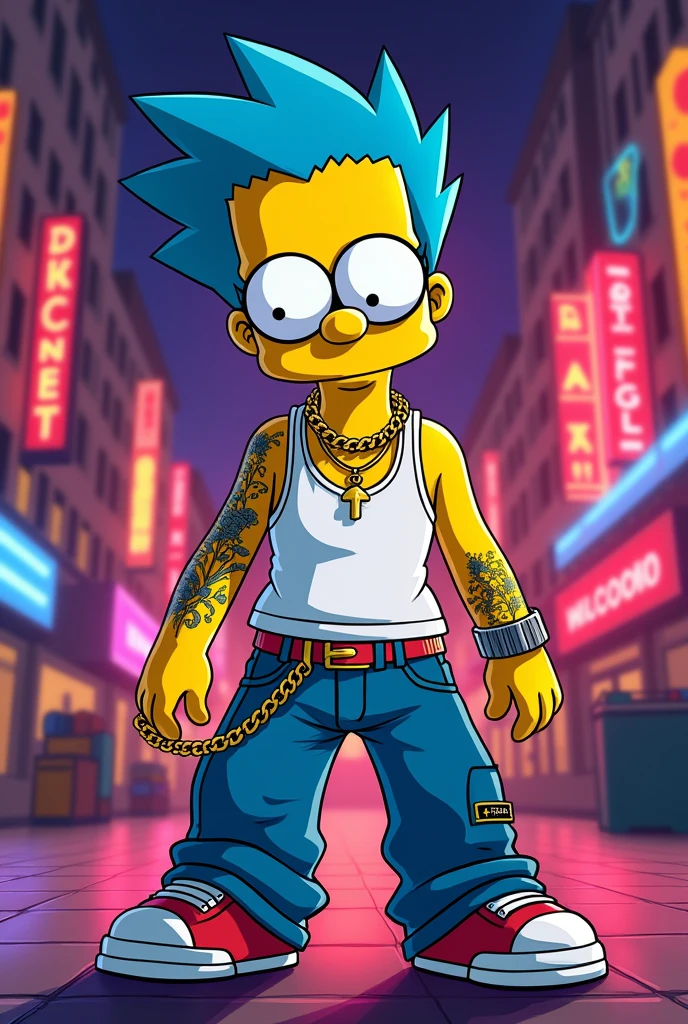 A drawing of the Simpsons character, milhouse as a reggaetonero
