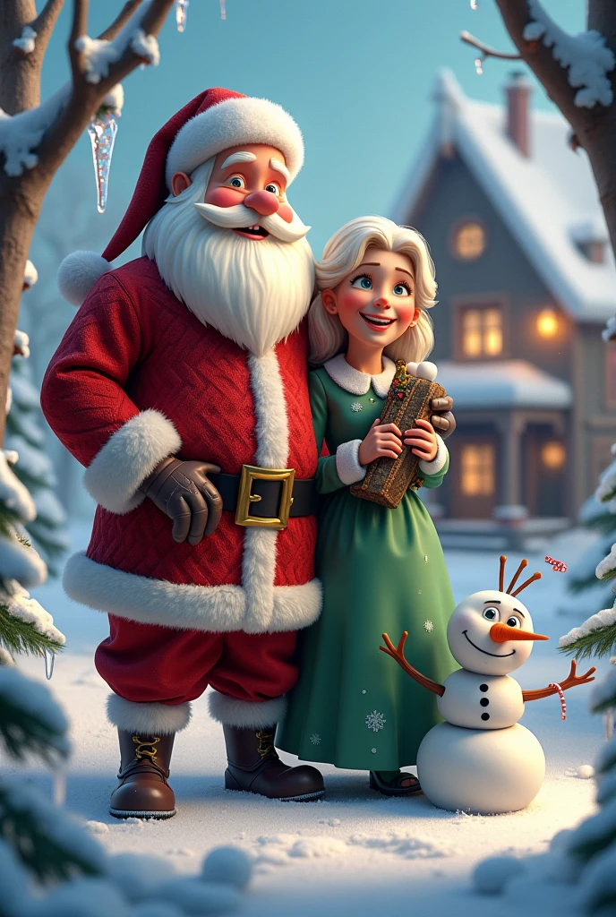 Santa Claus with his wife,Snowman elf