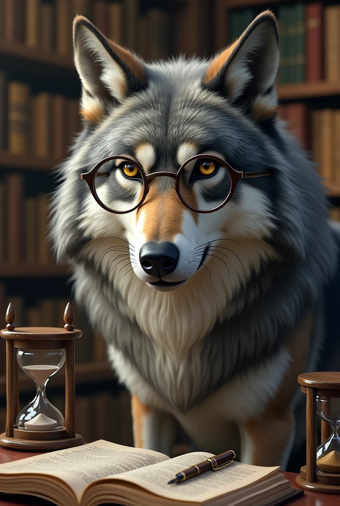Wolf with glasses explaining 
