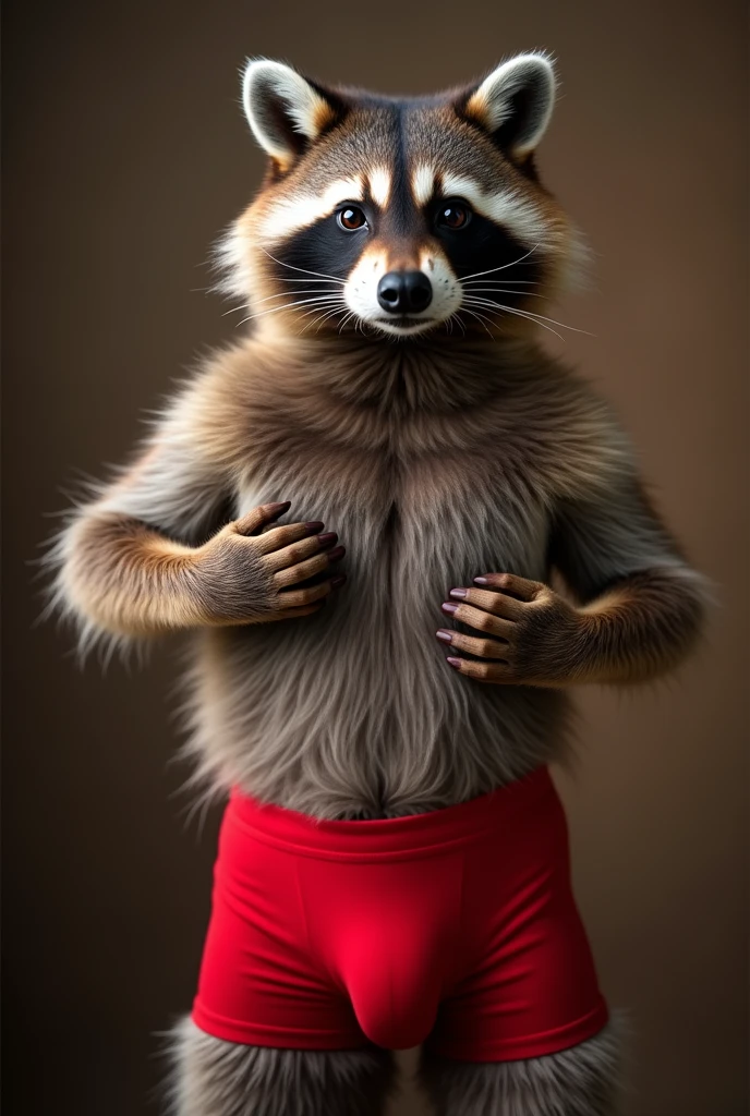 porn male raccoon with red underwear showing his big butt