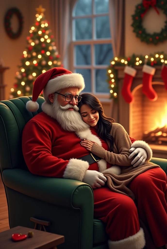 Santa Claus with his wife Black hair