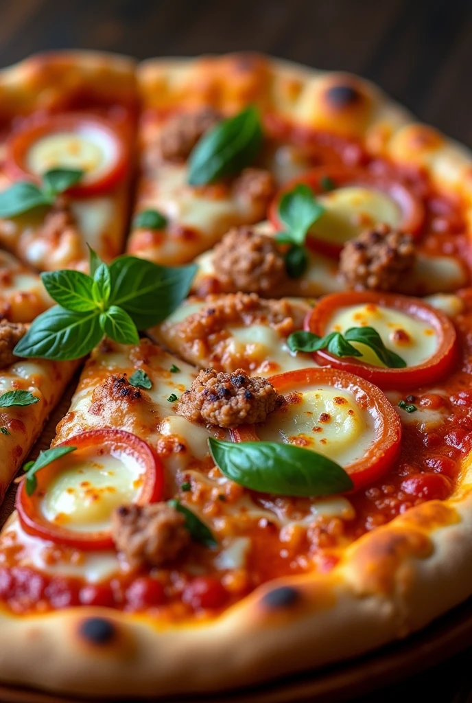 pizza hawaiana americana peperoni carne en una solaa