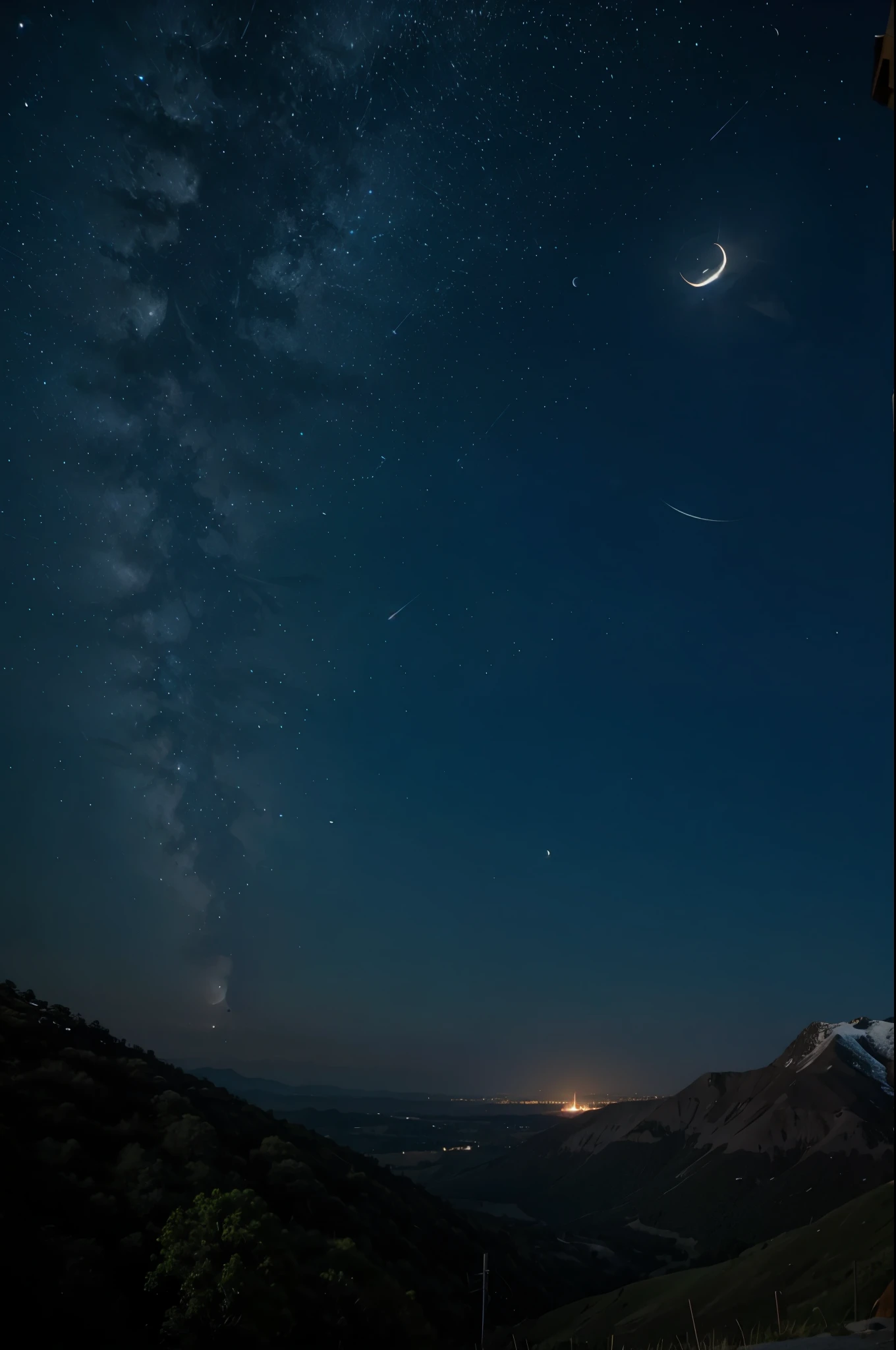 Night with stars and the moon