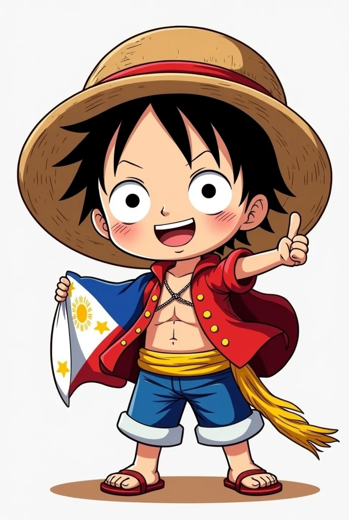 chibi Luffy wearing Philippine flag