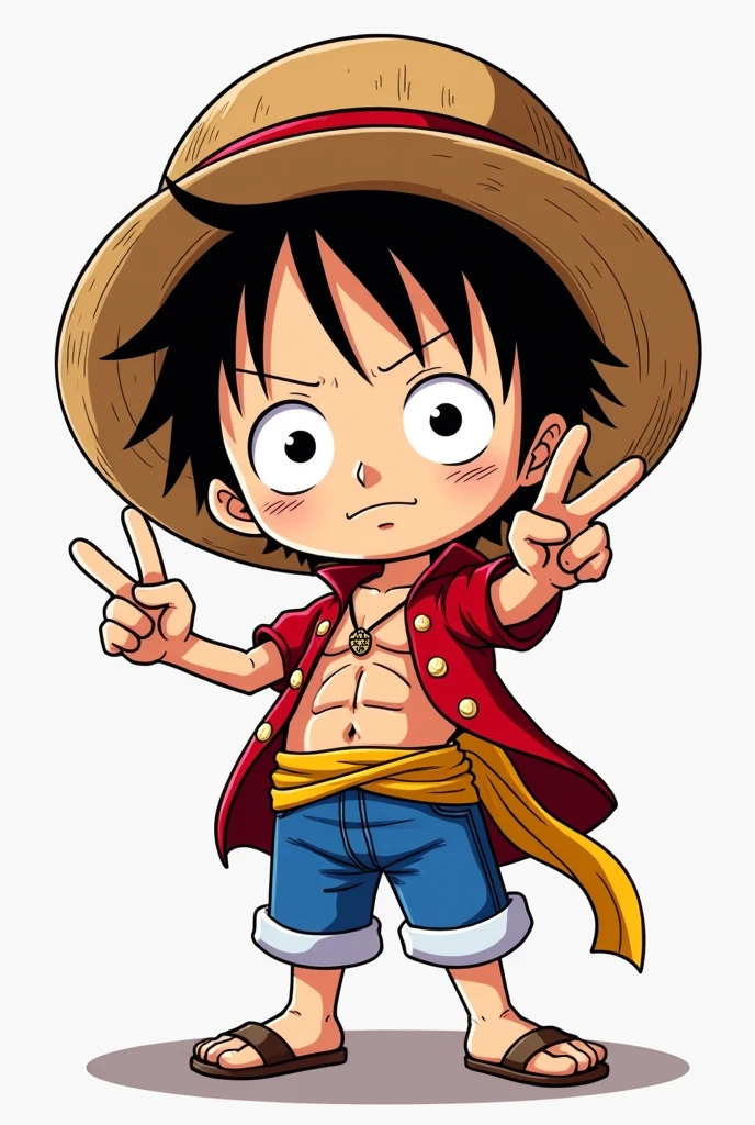 chibi Luffy wearing Philippine flag with peace sign