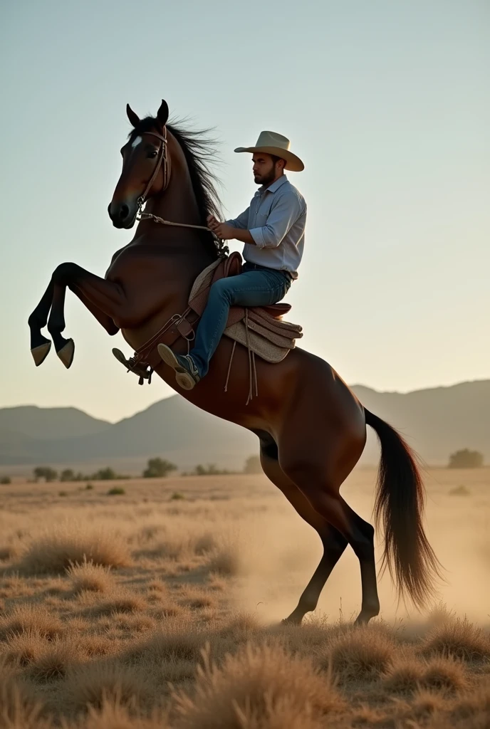 a horse falling on top of the cowboy
