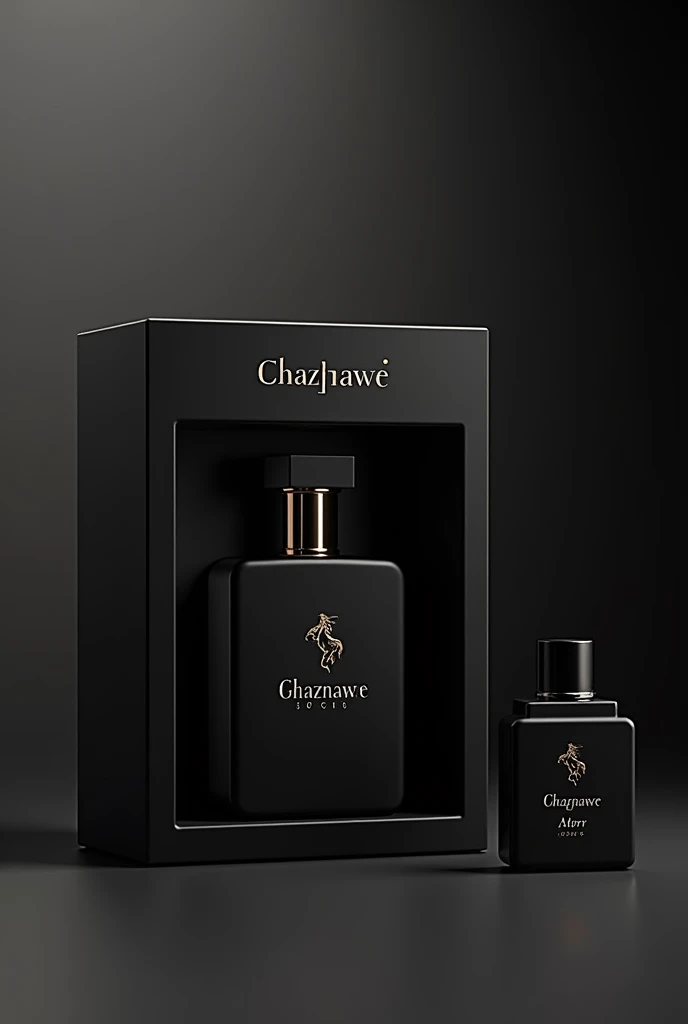 I want a branded box for my perfume a simple black box with space for perfume and a small bottle of (atarr) and my perfume name ghaznawe and logo is horse and ma brand name is zr may you understand my say please make sure the atar is too small like 50ml make sure only one 500ml perfume and 50ml atarr