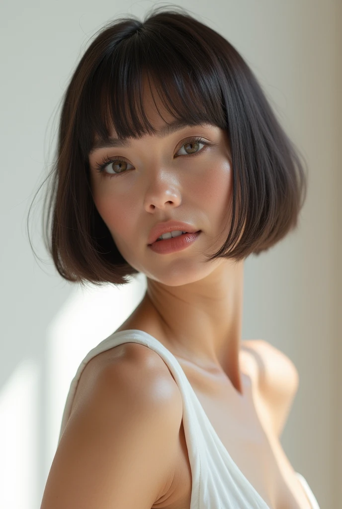 White women、Hair style: Branded bob、Skin is visible、Beautiful from head to toe