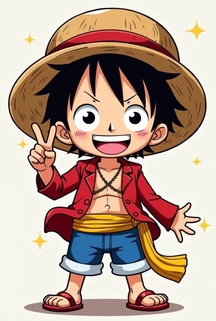 chibi Luffy with a peace sign and wearing Philippine flag with a peace sign