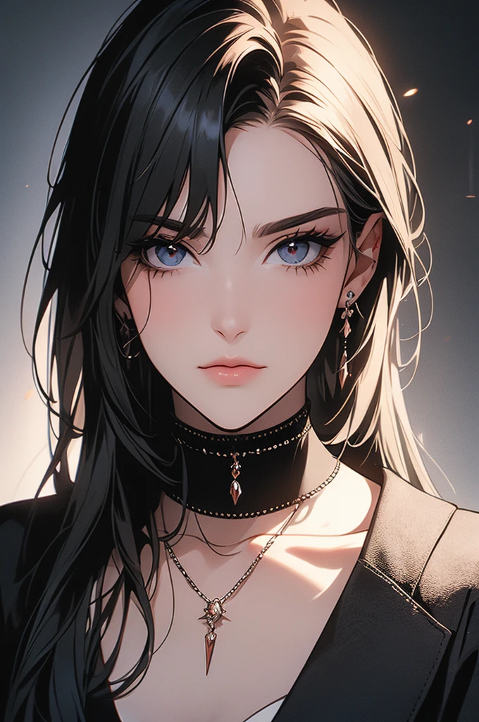 Portrait d&#39;
slit the throat of a person À l&#39;entrance, (dark private office, Dark and dark light: 1.2), Portrait du haut du corps、head of&#39;artwork, 最high quality, high quality, high resolution,
