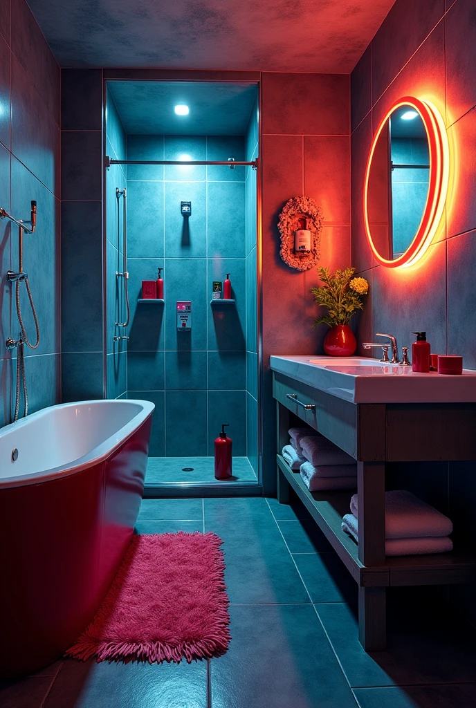 A cyberpunk style bathroom