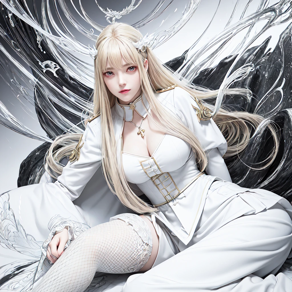king, 8k, masterpiece, bset quality, girl wearing sexy military officer outfit, tight pants, fishnet stockings, wide-brimmed officer-style trench coat. white leather luxury, glossy, sexy girl fantasy anime artwork, fantasy anime illustration, 8k badass anime, 4k anime art wallpaper, 4k anime art wallpaper, artwork 2.5 d cgi fantasy anime art, 8k anime art wallpapers, detailed digital anime art, beautiful fantasy anime, majestic epic anime artwork, 4k anime wallpapers, artwork detailed anime, sexy, seductive, giant, women, anime style, best quality, extremely detailed, best silhouette), font (detail) backdrop, dark fantasy), (beautifully detailed face), high contrast, (best lighting details, extremely delicate and beautiful eyes), ((cinematic lights)), colorful, super detailed, dramatic lighting statue, intricate details (1 girl, solo, sharp face, . Blonde, super long hair, bangs, long eyelashes, dynamic angles),