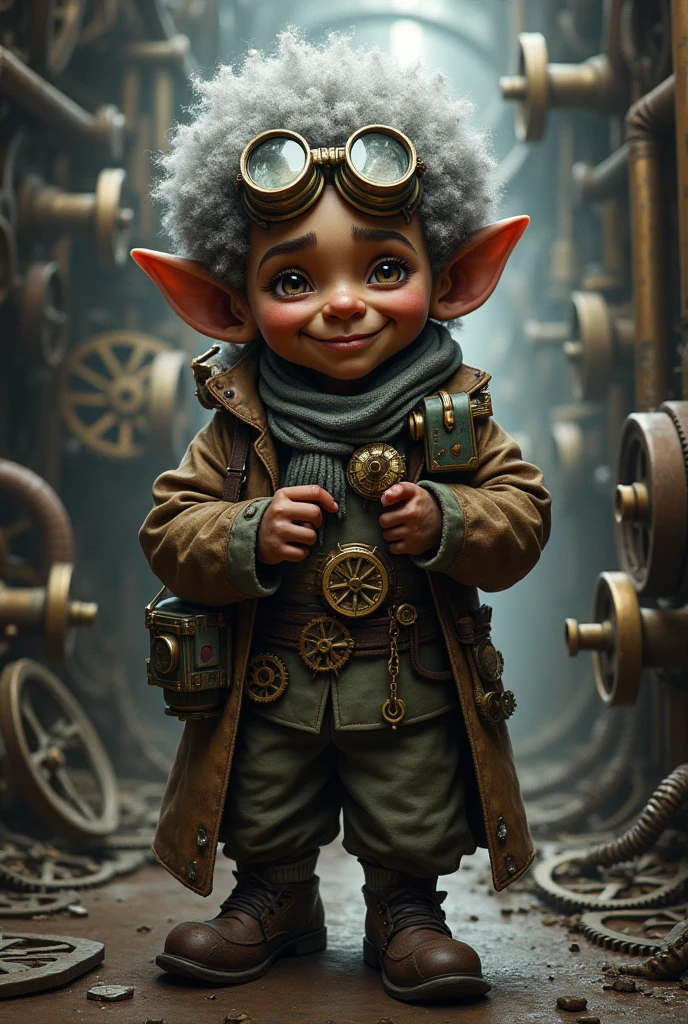 Gnome afroamerican for dugeons and dragons steampunk old man